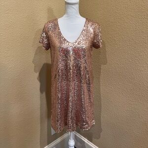 Lulus Rose Gold Sequin Dress